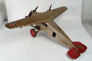 Rare 1920s Steelcraft Army Scout Plane Tri Motor Toy  
