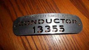 NYC SUBWAY TRAIN CONDUCTOR HAT BADGE NEW YORK CITY TRANSIT NY 