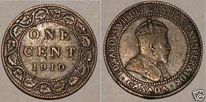 COIN World Foreign CANADA 1910 Large Cent  