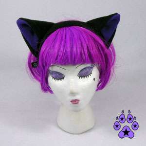   cat cosplay cYbEr Goth Anime Hat EARS Neko furry HEADBAND mew PURPLE