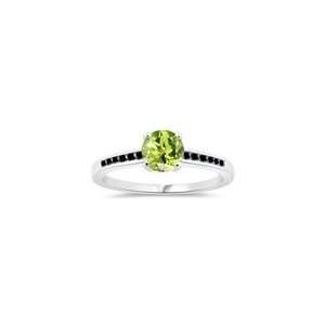  0.14 Cts Black Diamond & 1.22 Cts Peridot Engagement Ring 