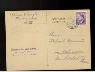   Germany Theresienstadt Jewish Ghetto Judenrat Cancel postcard Cover