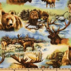   Fleece Moose Blue/Brown Fabric By The Yard: Arts, Crafts & Sewing