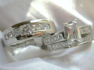 His & Her Hers Matching Engagement Wedding Ring 3pc Set  