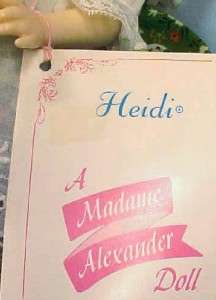 Adorable HEIDI DOLL # 1580 Madame Alexander PRISTINE COND ORIG BOX 