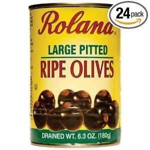 Roland Large Pitted Ripe Olives, 15 Ounce Can (Pack of 24)  