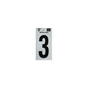   Blk Refl Number 3 (Pack Of 10) Rv 25/3 House Numbers & Letters Mylar