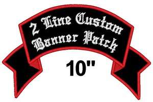 Custom Embroidered Rocker Banner Name Patch 2 LINE 10  