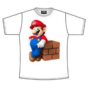     Super Mario Bros. T Shirt Mario Block blanc (M) Toys & Games