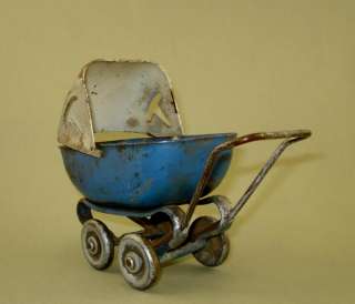 Antique Tin Toy Baby Carriage MADE IN USA 1920 30s  