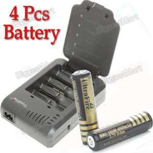   18650 Battery Charger Plus 4 PCS 18650 4000mAh Protected Batteries