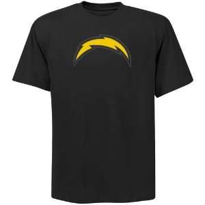  San Diego Chargers Black on Black Logo T Shirt Sports 