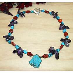 Silverplated Spiritual Journey Amethyst and Turquoise Necklace 