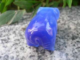 Hand Carved Blue Color Cats Eye Gemstone Pig Figurine S5602  
