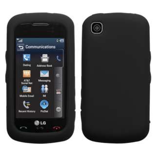 For LG GT550 Encore AT&T Phone Solid Black Bumper Silicone Skin Case 