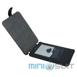 Black Stand Stone Leather Accessory Cover Stand Case For  Kindle 