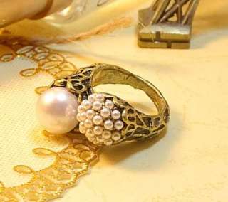   flower Vintage retro Leopard Design Asymmetric Pearl Rings Ring  