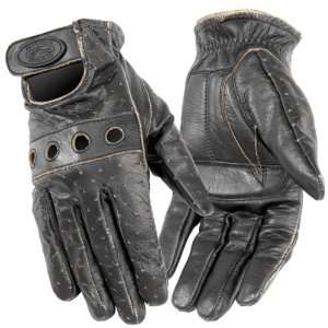   Outlaw Womens Vintage Leather Motorcycle Gloves Black XL Automotive
