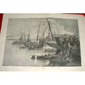  Barges On Nile Boulak Cairo Egypt With Cholera 1883