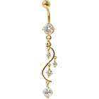 Body Candy Crystalline 24KT Gold Plated Cubic Zirconia VINE DROP Belly 