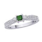 Katarina 14K White Gold 1/2 ct. Diamond Engagement Ring with Green 