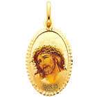 goldenmine 14k yellow gold religious jesus enamel picture charm 