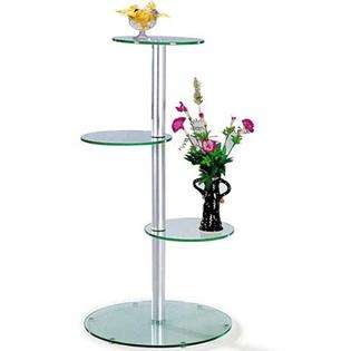  Glass 3 tier Silver Plant Stand 
