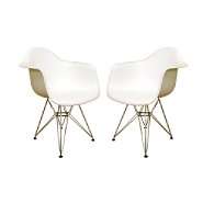 Baxton Studio Chrome Base Accent Chair Set   White 