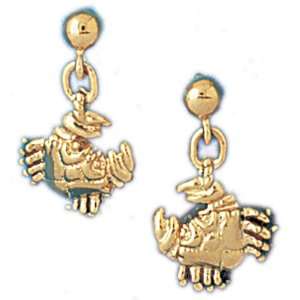  14kt Yellow Gold Crab Earrings Jewelry