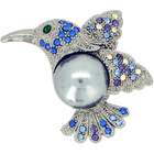 Fantasyard Black Hummingbird Swarovski Crystal Bird Pin Brooch