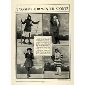 1916 Print Winter Womens Fashions Ski Sled Snowshoes Horseback Coat 