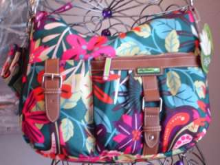 New  Handbag LILY BLOOM Satchel Hobo Flowers Brown Details Purse 