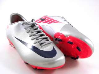   Mercurial Victory FG Silver Platinum/Red Soccer Cleats Boots Men Shoes