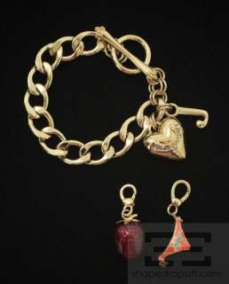   Couture 3Pc Gold Charm Bracelet, Strawberry & Bikini Bottom Charm Set