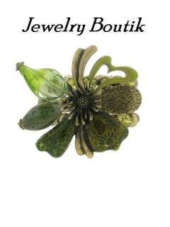  Italian Glass Flower Costume Jewelry Necklace Earrings Set  