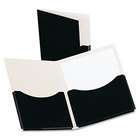   Gusseted 2 Pocket Laminated Paper Folder  200 Sheet Capacity  Black