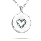 Birthstone Company 10k White Gold Round Blue Topaz And Diamond Heart 