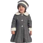Angels Garment Toddler Girls Grey Faux Fur Trim Coat Hat Set 3T