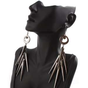 : Black Lady Gaga Poparazzi Circle Earrings with Spikes Light Weight 
