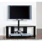   Corner TV Media Stand with 2 Shelf Design in Gloss Black Finish