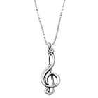   Flat Treble Clef Music Note Charm with 18 Inch Box Chain Necklace