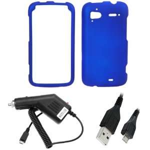 GTMax Blue Snap On Rubberized Hard Cover Case+Car Charger 