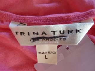 NWT Trina Turk Pink Halter Top Bubble Shirt Wood L $195  