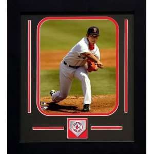   Red Sox MLB Framed Photograph Pitching Dice K with Team Medallion