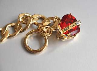   Authentic Juicy Couture Gold Ruby Heart Banner Starter Bracelet  