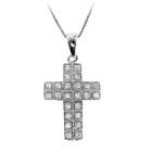    Sterling Silver Clear Cubic Zirconia Medium Cross Necklace