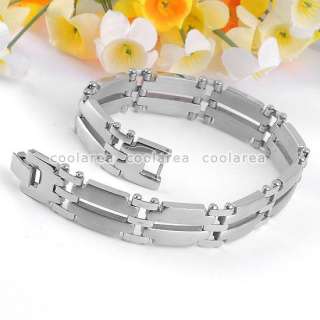   Silvery Stainless Steel Curb Chain Bangle Bracelet 8L Punk Jewelry