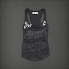   Hollister Women Grey Flower Lace Tiered Ruffle Tank Top Small NWT