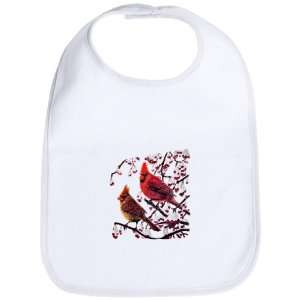  Baby Bib Cloud White Christmas Cardinals Snowy Red Berry 