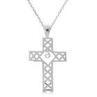 Allurez Open Cross Diamond Pendant Necklace 14k White Gold (0.10ct)